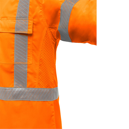 Chemise de travail &agrave; manches longues et X au dos Bisley avec X-Airflow, Poly-coton, Petit, Orange haute visibilit&eacute; Quali-T-Solutions