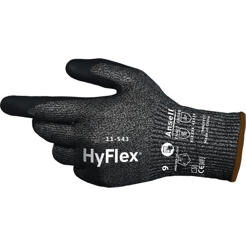 Gants r&eacute;sistants &agrave; la coupe HYFLEX 11-543, Taille 6, Calibre 13, Rev&ecirc;tement Nitrile, Enveloppe en Nylon/Acier inoxydable/PEHP/Spandex, ASTM ANSI niveau A7/EN 388 niveau F Quali-T-Solutions