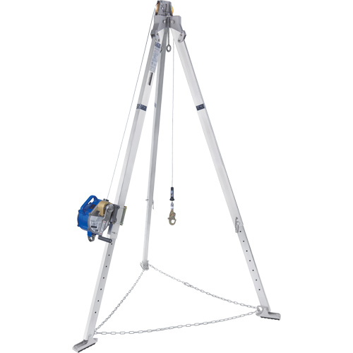 Tr&eacute;pied en aluminium pour espace clos avec cordage de s&eacute;curit&eacute; autor&eacute;tractable tri directionnel 8301098 Quali-T-Solutions