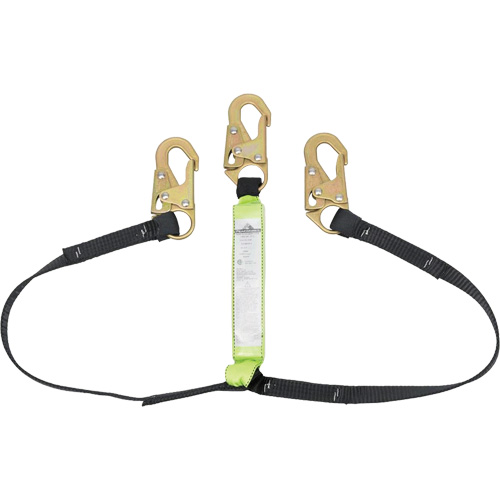 SA-64000-4 Shock Absorbing Lanyard, 4', Snap Hook Center, Snap Hook Leg Ends, Polyester Quali-T-Solutions