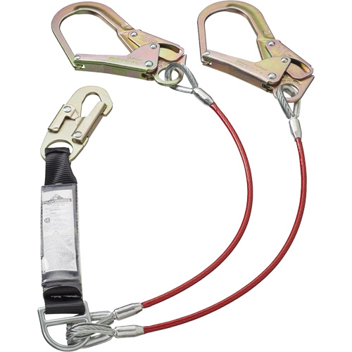 SA-55522-4 Longe &agrave; amortisseur de choc enduite de PVC, 4', Point d'ancrage &agrave; Crochet d&eacute;chafaudage, Crochet mousqueton aux jambes, Acier galvanis&eacute; Quali-T-Solutions