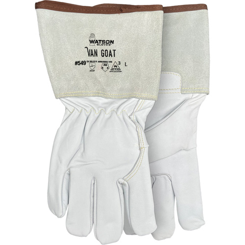 Gants r&eacute;sistant &agrave; la coupe et &agrave; l'arc &eacute;lectrique Van Goat 549, Taille Moyen, Enveloppe en Cutshield/Para-aramide/Polyester/Acier inoxydable/Ch&egrave;vre, ASTM ANSI niveau A6/EN 388 niveau F Quali-T-Solutions