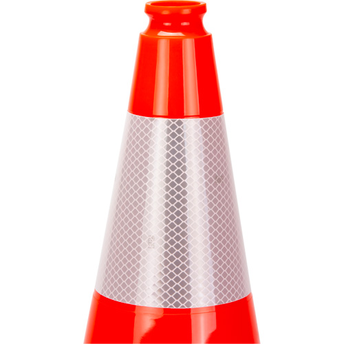 C&ocirc;ne de signalisation de premi&egrave;re qualit&eacute;, 18", Orange, Bande(s) r&eacute;fl&eacute;chissante(s) 6" Quali-T-Solutions