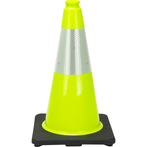 Premium Traffic Cone, 18", Lime Green, 6" Reflective Collar(s) Quali-T-Solutions
