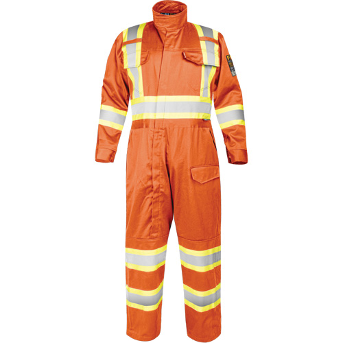 Fire-Resistant Coverall with High-Visibility Bands, Size Small, Orange Quali-T-Solutions