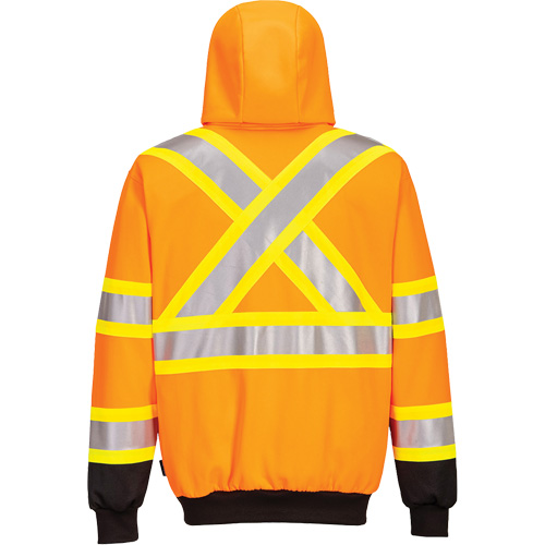 Contrast-Striped Safety Hoodie, Small, Black/High Visibility Orange Quali-T-Solutions