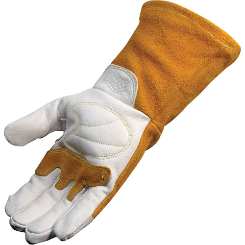 Gants de soudeur TIG/MIG de premi&egrave;re qualit&eacute; avec dos en cuir de vache refendue isol&eacute;es et ignifug&eacute;s Caiman, Cuir fleur de ch&egrave;vre, Taille T-Grand Quali-T-Solutions