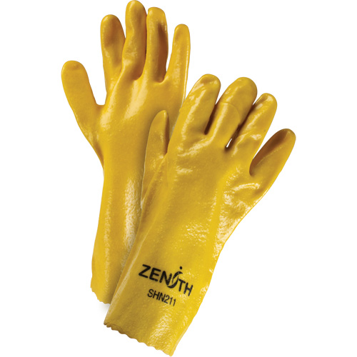 Gants &agrave; fini rugueux et r&eacute;sistants aux produits chimiques, Taille 9, 14" lo, PVC, Doublure en Interlock, 47-mil Quali-T-Solutions