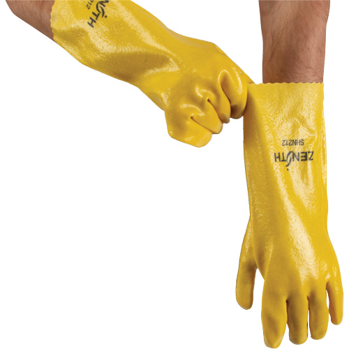 Gants &agrave; fini rugueux et r&eacute;sistants aux produits chimiques, Taille 9, 14" lo, PVC, Doublure en Interlock, 47-mil Quali-T-Solutions