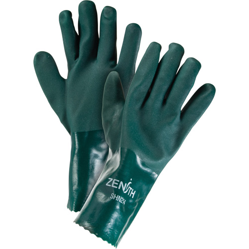 Gants verts &agrave; double enduit, 12" lo, PVC, Doublure en Jersey de coton, 70 mils Quali-T-Solutions
