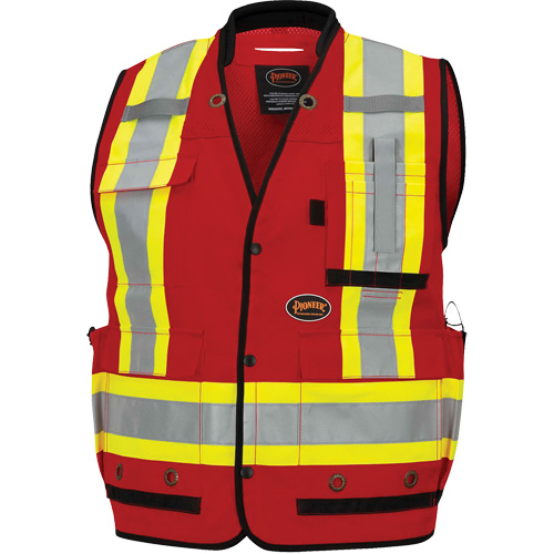 6678 Veste d'arpenteur antimicrobienne haute visibilit&eacute; avec dos en maille, Rouge, Petit, Polyester Quali-T-Solutions
