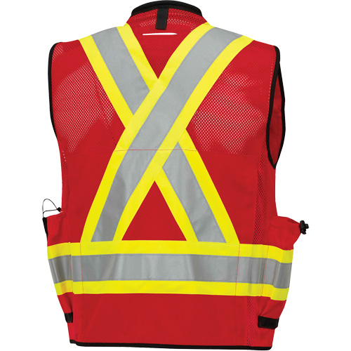 6678 Veste d'arpenteur antimicrobienne haute visibilit&eacute; avec dos en maille, Rouge, Petit, Polyester Quali-T-Solutions
