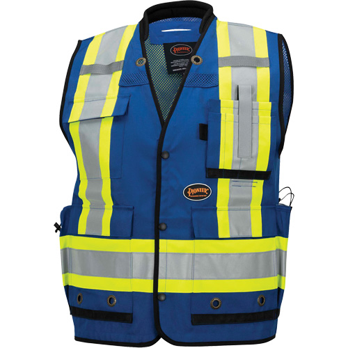 6681 Veste d'arpenteur antimicrobienne haute visibilit&eacute; avec dos en maille, Bleu royal, Petit, Polyester Quali-T-Solutions