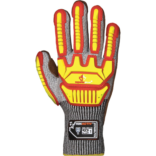 Gants antichocs TenActiv STAGBLPVB, T-Grand, Paume en Cuir de vache, Poignet Poignet en tricot Quali-T-Solutions