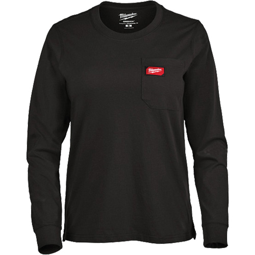 GRIDIRON Long Sleeve Pocket T-Shirt, Women's, X-Small, Black Quali-T-Solutions