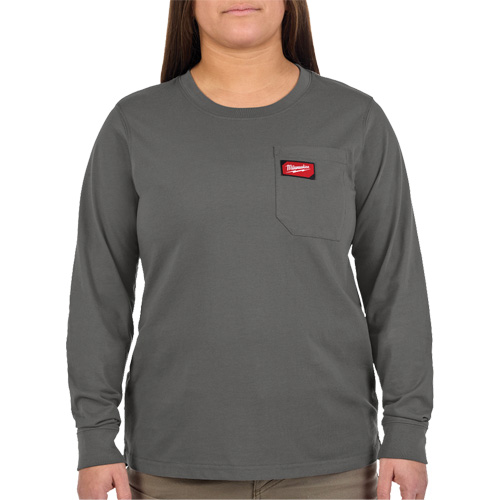 T-shirt &agrave; manches longues avec poches GRIDIRON, Femmes, T-petit, Gris Quali-T-Solutions
