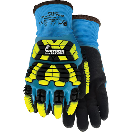 Gants d'hiver antichocs 9393TPR Stealth Black Ops, Petit, Paume en Mousse de latex, Poignet Poignet en tricot Quali-T-Solutions