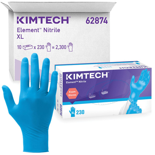Gants d'examen Kimtech Element, T-petit, Nitrile, 3,2 mils, Sans poudre, Bleu, Classe 2 Quali-T-Solutions