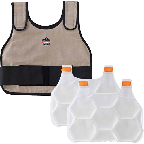 Veste de refroidissement &agrave; changement de phase standard avec sachets de recharge Chill-Its 6230, Grand/T-Grand, Khaki Quali-T-Solutions