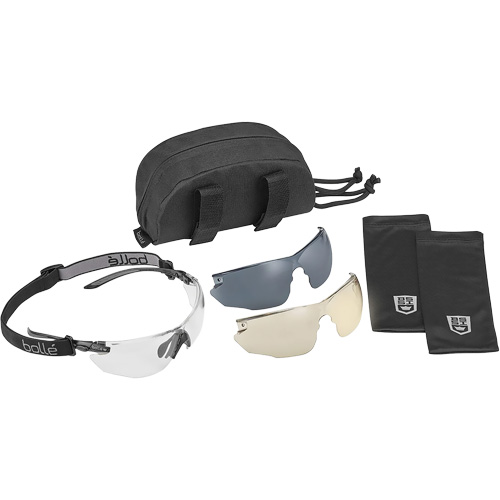 Ensemble de lunettes de s&eacute;curit&eacute; Combat, Lentille Transparent/Fum&eacute;e/Cuivre, Antibu&eacute;e/Anti-&eacute;gratignures, ANSI Z87+ Quali-T-Solutions