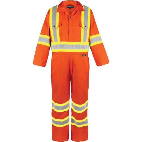 Combinaison non doubl&eacute;e haute visibilit&eacute;, Grand, Orange haute visibilit&eacute; Quali-T-Solutions