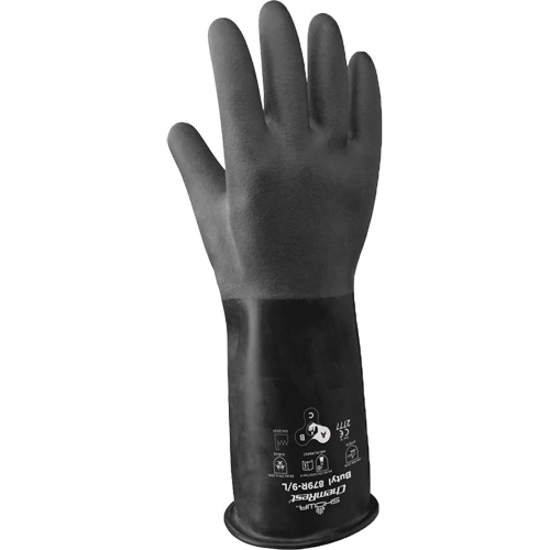 879R Acid-Resistant Gloves, Size Medium/8, 14" L, Butyl Rubber, 28-mil Quali-T-Solutions