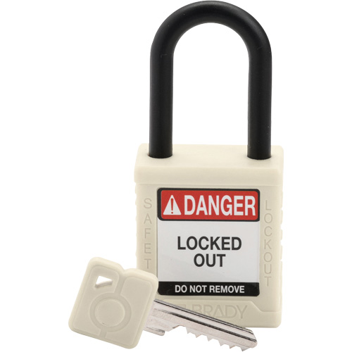 Cadenas de verrouillage de s&eacute;curit&eacute; Velocity, Blanc, Cl&eacute;s diff&eacute;rentes, Nylon, Largeur de 1-1/2" Quali-T-Solutions