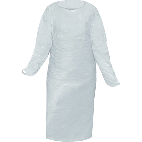 Blouse CoverMe avec passe-pouces, Taille unique, Blanc, Poly&eacute;thyl&egrave;ne Quali-T-Solutions