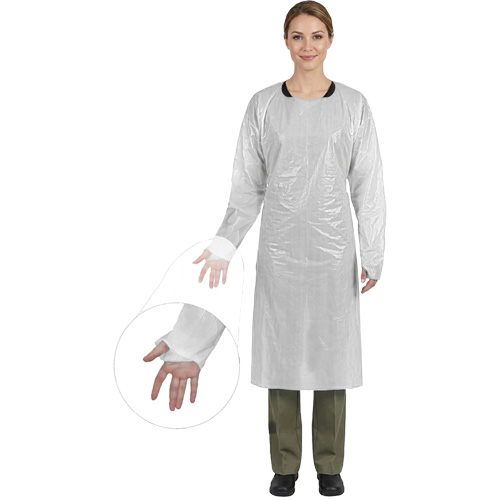Blouse CoverMe avec passe-pouces, Taille unique, Blanc, Poly&eacute;thyl&egrave;ne Quali-T-Solutions