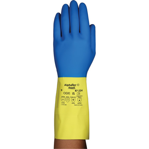 Alphatec&reg; 87-224 Chemical-Resistant Gloves, Size 10, 12.8" L, Neoprene/Rubber Latex, Cotton/Flock-Lined Inner Lining, 26.8-mil Quali-T-Solutions