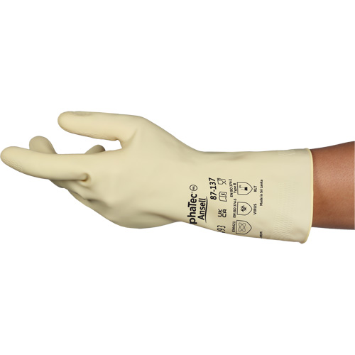 AlphaTec&reg; 87-137 Lightweight Natural Gloves, Size 9, 11.8" L, Rubber Latex, 16-mil Quali-T-Solutions
