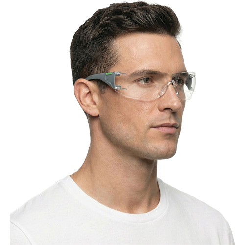 Adapt Lite Grey/Green Safety Glasses, Clear Lens, Anti-Fog/Anti-Scratch, ANSI Z87+/Meets/Exceeds CSA Z94.3 Quali-T-Solutions