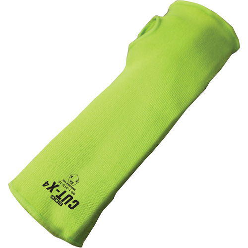 Manchette r&eacute;sistante &agrave; la coupe avec ouverture pour le pouce Cut-X, Fibre de verre/Poly&eacute;thyl&egrave;ne, 14", ASTM ANSI niveau A4, Lime haute visibilit&eacute; Quali-T-Solutions