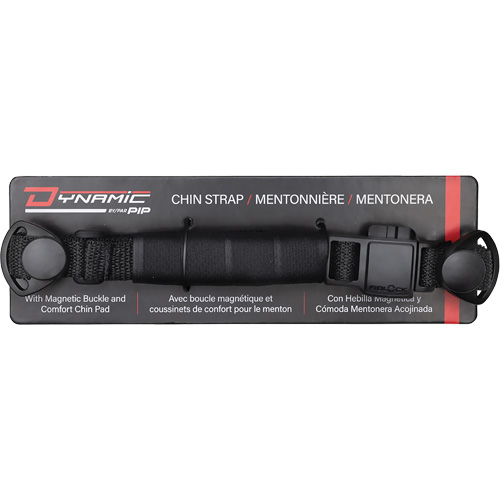 Sangle mentonni&egrave;re &agrave; 4 points Dyna-Clic avec attache magn&eacute;tique et coussinet mentonnier Quali-T-Solutions