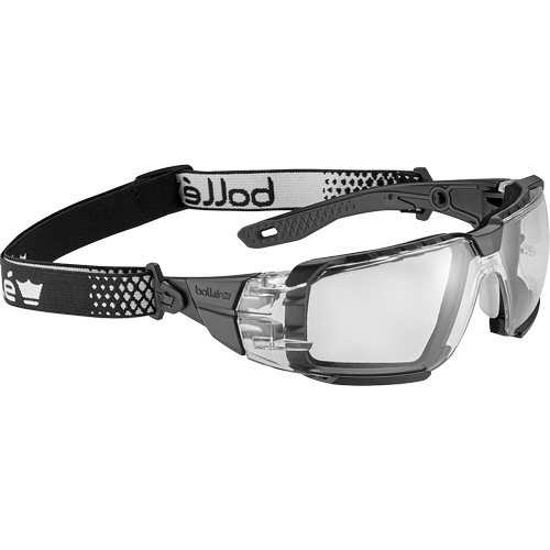Lunettes de s&eacute;curit&eacute; RUSH+ 2.0 XP avec monture noire et grise, M/G, Lentille Transparent, Antibu&eacute;e/Anti-&eacute;gratignures, ANSI Z87+ Quali-T-Solutions