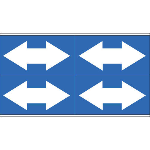 Marqueurs de tuyau avec fl&egrave;ches bidirectionnelles, Autocollant, 1-1/8" h x 7" la, Blanc/bleu Quali-T-Solutions