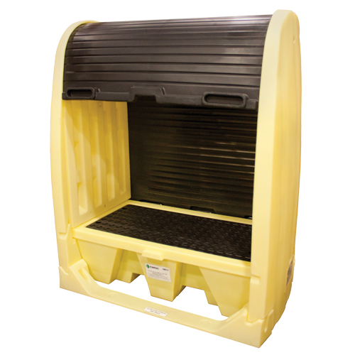 Drum Hardcover & Spillpallet With  Drain, 60" L x 37" W x 72" H, 2000 lbs. Load Capacity Quali-T-Solutions