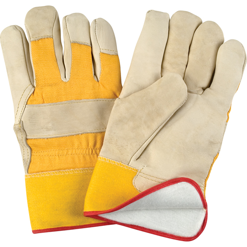Abrasion-Resistant Winter-Lined Fitters Gloves, Large, Grain Cowhide Palm, Foam Fleece Inner Lining Quali-T-Solutions