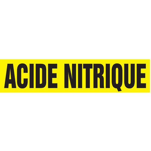 Marqueurs de tuyau "Acide Nitrique", Autocollant, 2-1/2" h x 12" la, Noir sur jaune Quali-T-Solutions