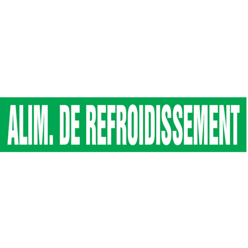 Marqueurs de tuyau "Alim. de Refroidissement", Autocollant, 2-1/2" h x 12" la, Blanc/vert Quali-T-Solutions