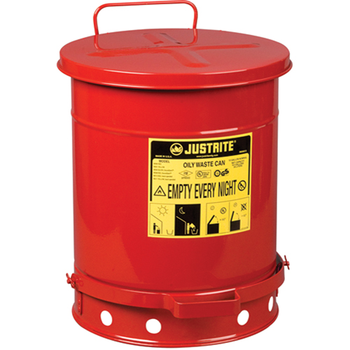 Contenants pour d&eacute;chets huileux, Homologu&eacute; FM/List&eacute; UL, 10 gal. US, Rouge Quali-T-Solutions