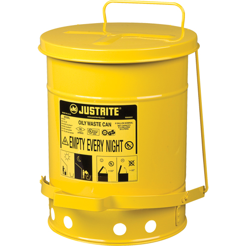 Oily Waste Cans, FM Approved/UL Listed, 6 US Gal., Yellow Quali-T-Solutions
