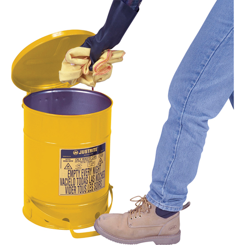 Oily Waste Cans, FM Approved/UL Listed, 21 US gal., Yellow Quali-T-Solutions