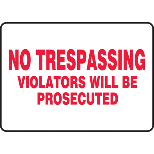 Enseigne  No Trespassing , 10" x 14", Vinyle, Anglais Quali-T-Solutions