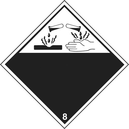 Plaque-&eacute;tiquette TMD mati&egrave;res corrisives, Plastique Quali-T-Solutions