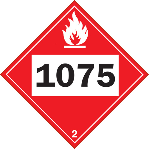 Plaque-&eacute;tiquette TMD 1075 pour gaz inflammable oxyg&egrave;ne liqu&eacute;fi&eacute;, Plastique Quali-T-Solutions