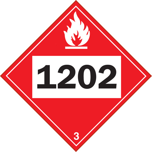 1202 Fuel Oil Flammable Liquid TDG Placard, Adhesive Vinyl Quali-T-Solutions