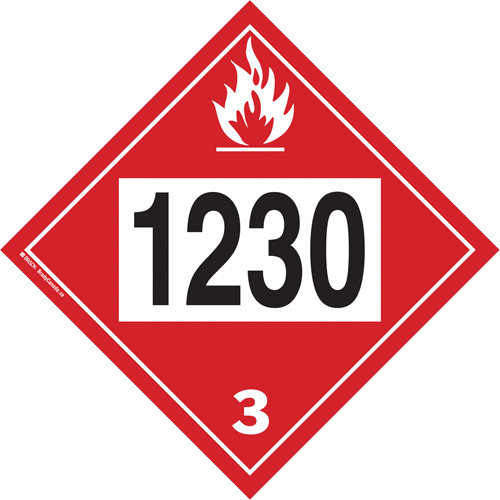 Plaque-&eacute;tiquette TMD 1230 pour m&eacute;thanol, Plastique Quali-T-Solutions