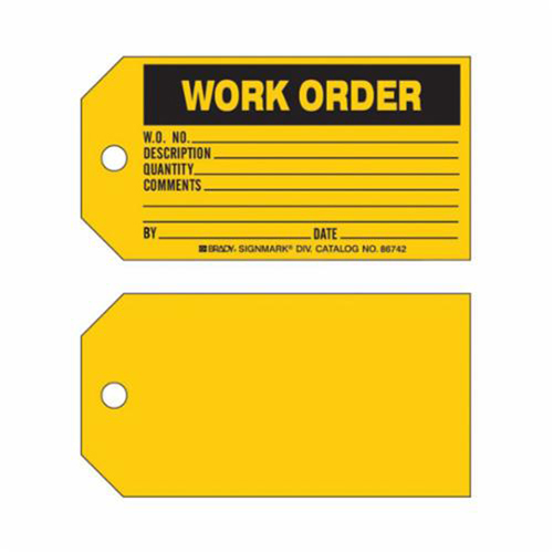 "Work Order" Tag, Paper, 5-3/4" W x 3" H, English Quali-T-Solutions