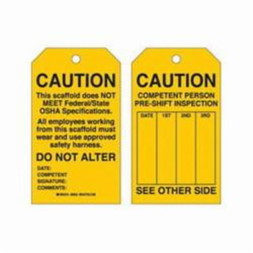 Scaffold Safety Tags, Polyester, 4" W x 7" H, English Quali-T-Solutions